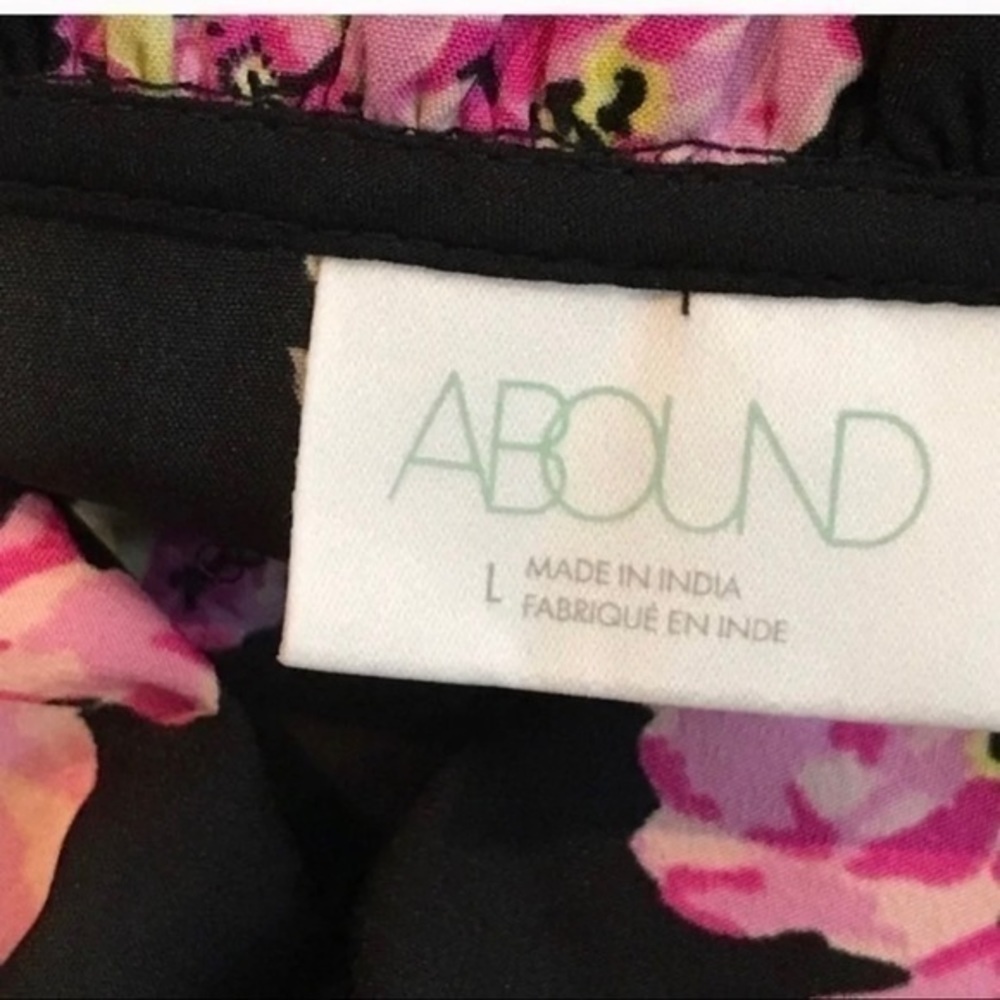 Abound Black Floral Ruffle Tank Top Size Large - Picture 3 of 3